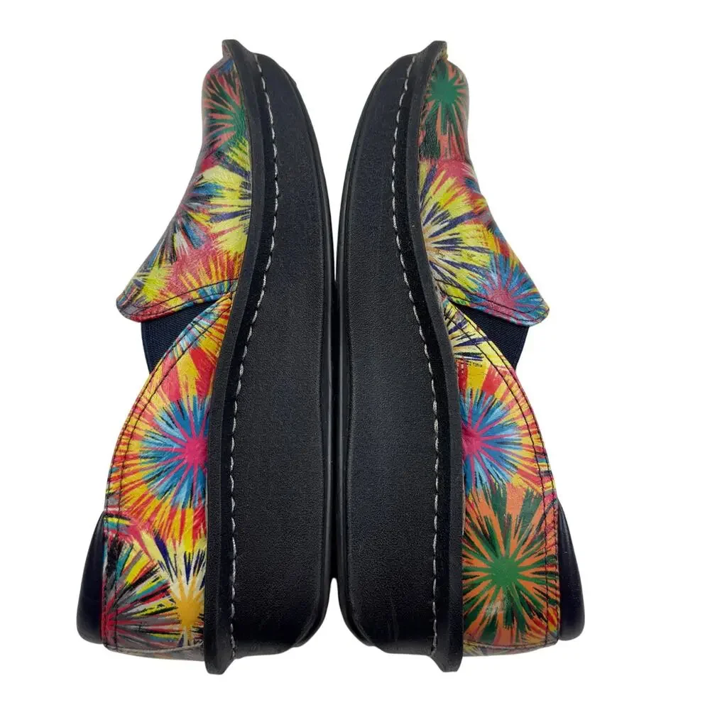 Alegria Deb Rainbow Fireworks Multicolor Comfort Slip On Clogs Women's 37/7-7.5